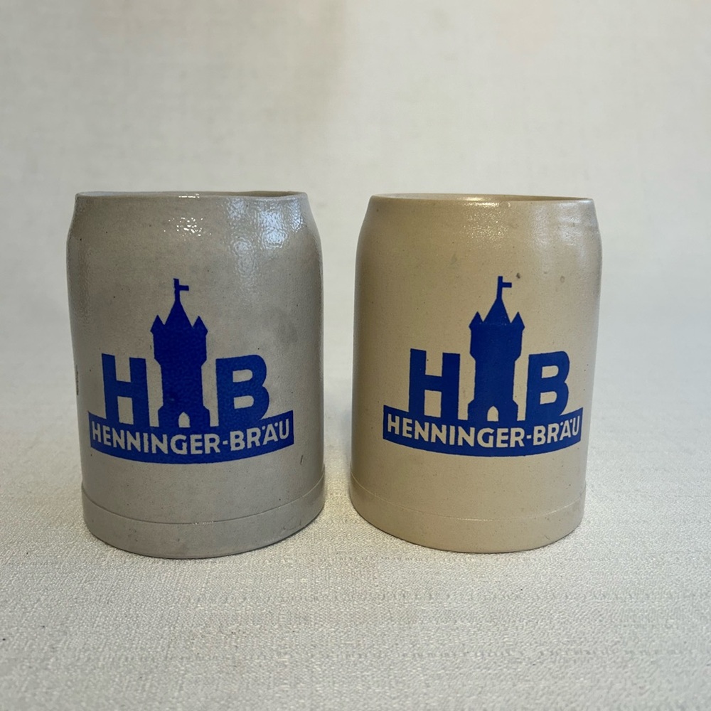 2 Vintage Henninger Brau Beer Steiner.05L